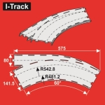 Hacker-Model HCT9674DY - H0 - Bogen Segment 2-gleisig, R481, 2/542,8,60° mit Weiche (1 Stück)